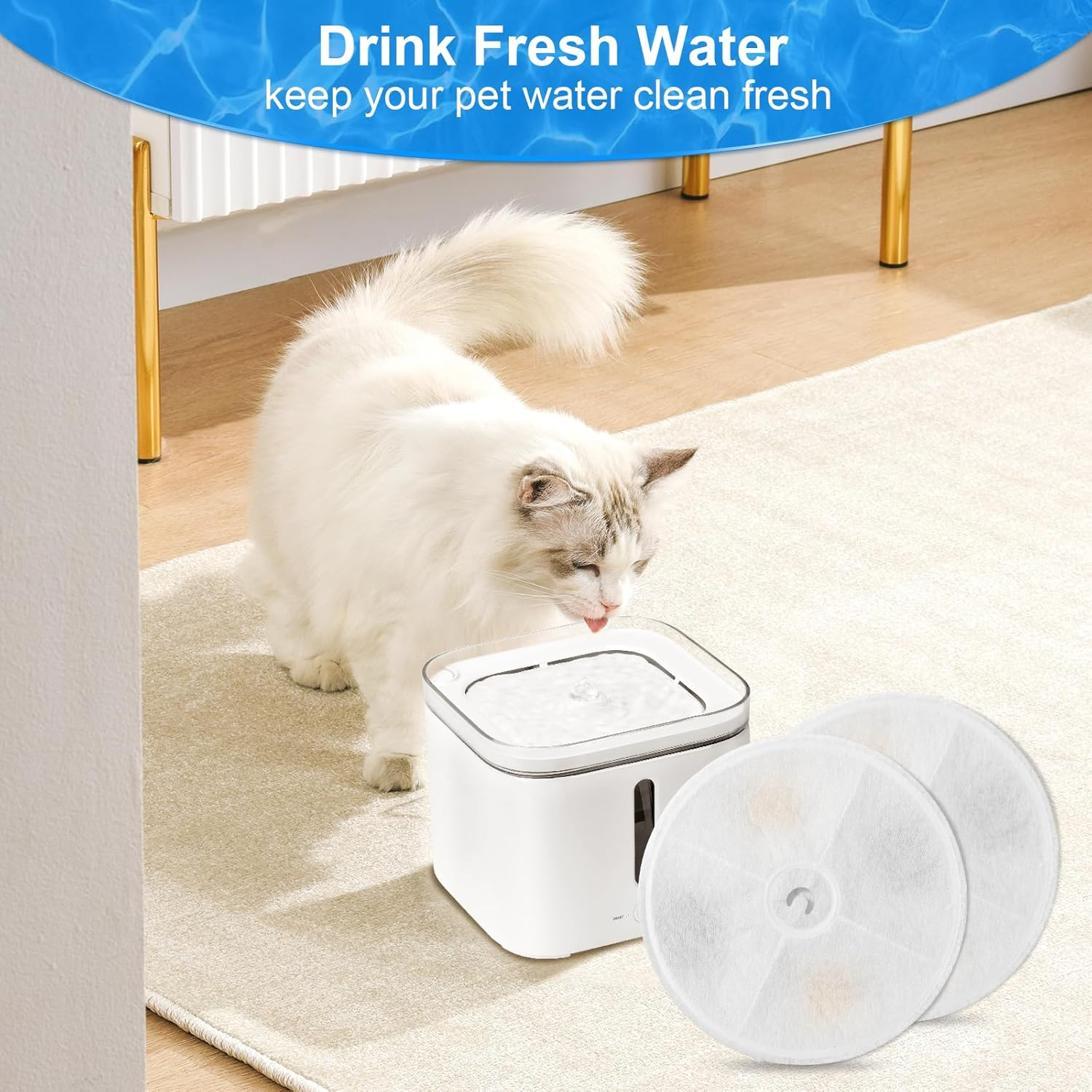 Pack of 10 Cat Fountain Filter, Filter Unit 3.0 Resin and Activated Carbon Cat Dog Drinking Fountain Compatible with 1.85 L and 2 L/1.8 L Automatic Intelligent Cat Fountain image number 1