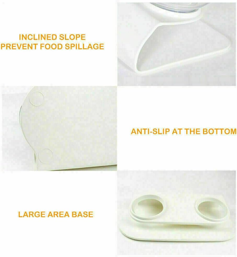 Double Elevated Cat Dog Pet Bowl Feeder Food Water Raised Lifted Stand Bowls (Black+Clear)