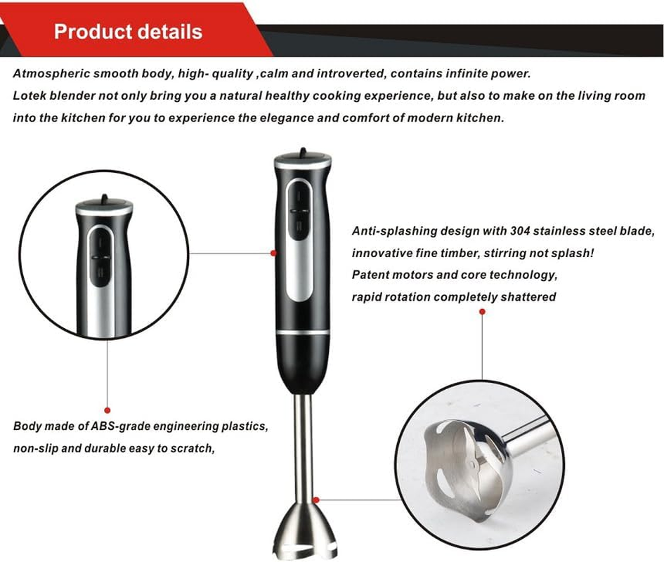 New 800W Stainless Steel Portable Stick Hand Blender Mixer Food Processor Set image number 6
