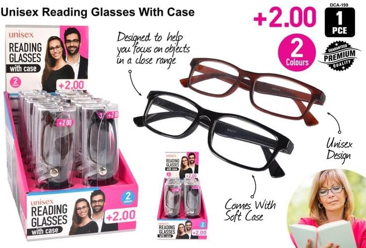 Yatsal Unisex +2.00 Magnifying Reading Glasses with Case image number 1