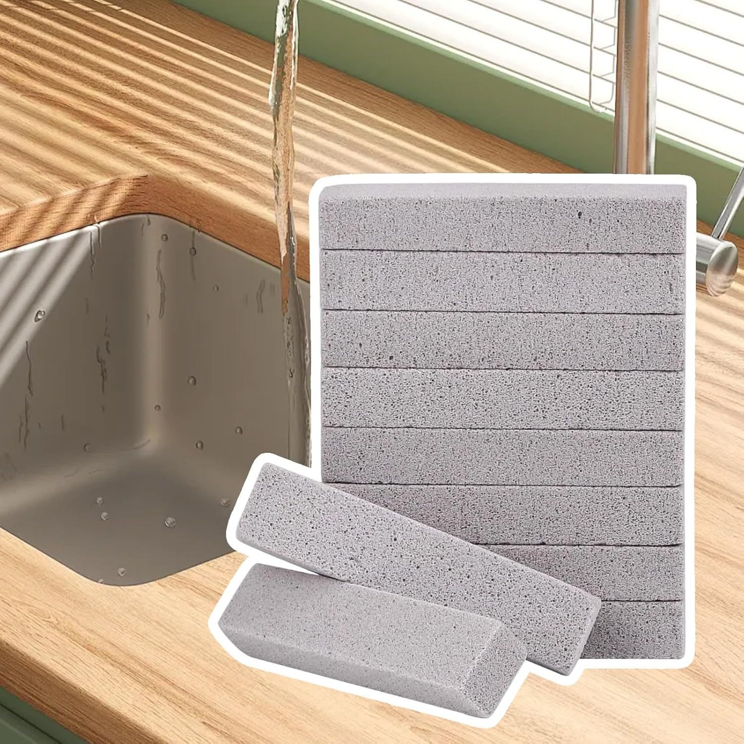 Toilet Pumice Stone - Pumice Stick | 10 Pieces Abrasive Blocks Heavy-Duty | Non-Scratch for Shower Tile Bathtub Seam Grout Oven Glass image number 3
