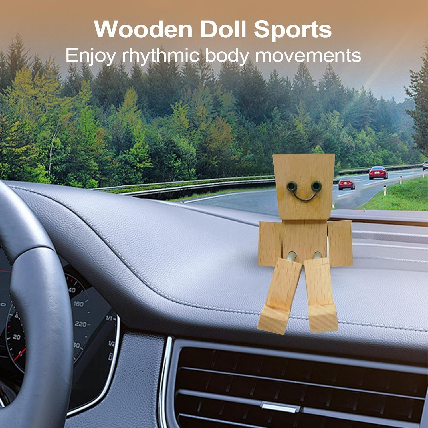 Shaking Wooden Man Figurine, 3.2Inch Shaking Feet Wooden Doll, Movable Joint Action Figure, Funny Dashboard Ornament, Car Desktop Decor, Creative Present for Friends Familys image number 6