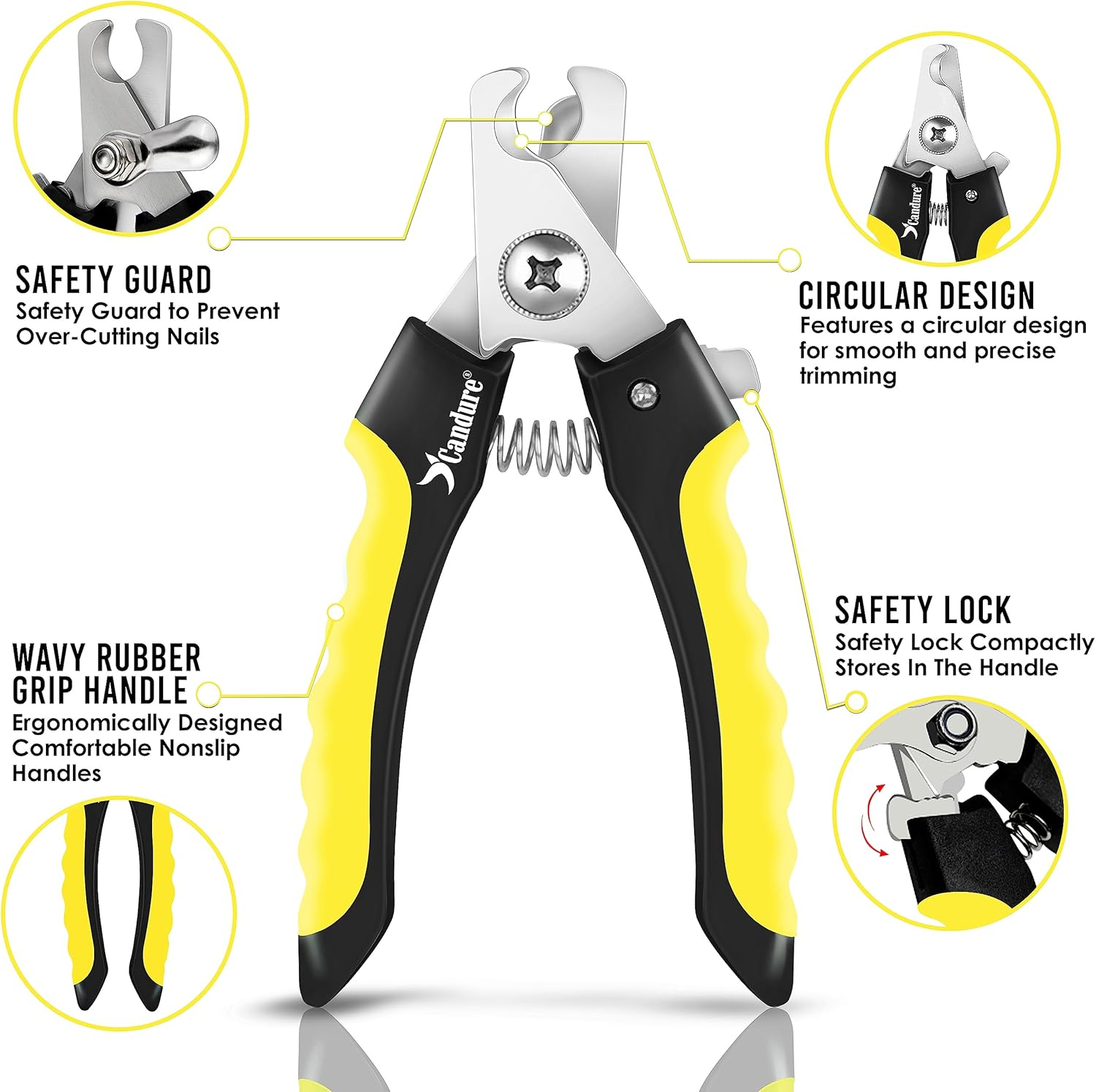 Candure Dog Nail Clippers for Pet Grooming - Professional Cat Nail Trimmers Suitable for Small to Medium Breeds with a Safety Guard & Nail File image number 3