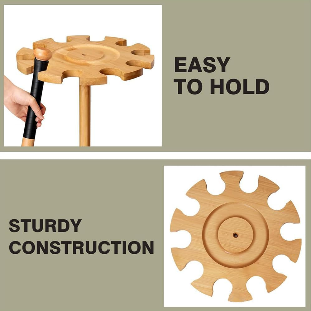 Baseball Bat Storage Organizer,Solid Wood Baseball Bat Stand,Wall Mounted Wood Rack for Baseball Memorabilia,Rustic Wooden round Softball Sport Equipment Hanger Organizer,Accommodate 10 Baseball Bats image number 6