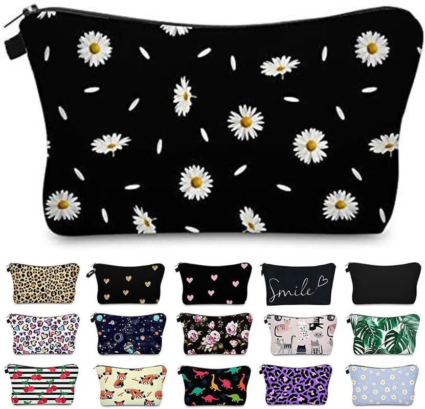 Travel Makeup Case Small, Cosmetic Zipper Bag Waterproof Small Pouch for Purse Mini, Women Cute Traveling Accessories Pouch for Ladies(Golden Heart)