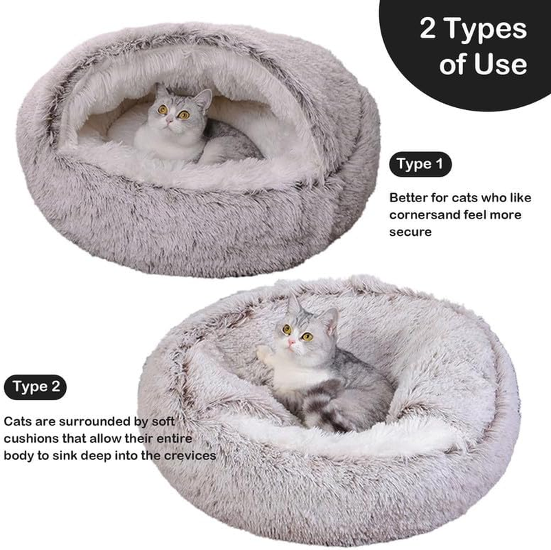 Zootour Cat Beds for Indoor Cats, Dog Bed for Small Medium Dogs, Washable-Round Pet Bed for Puppy and Kitten with Slip-Resistant Bottom (Black, 60Cm(24Inch)) image number 2