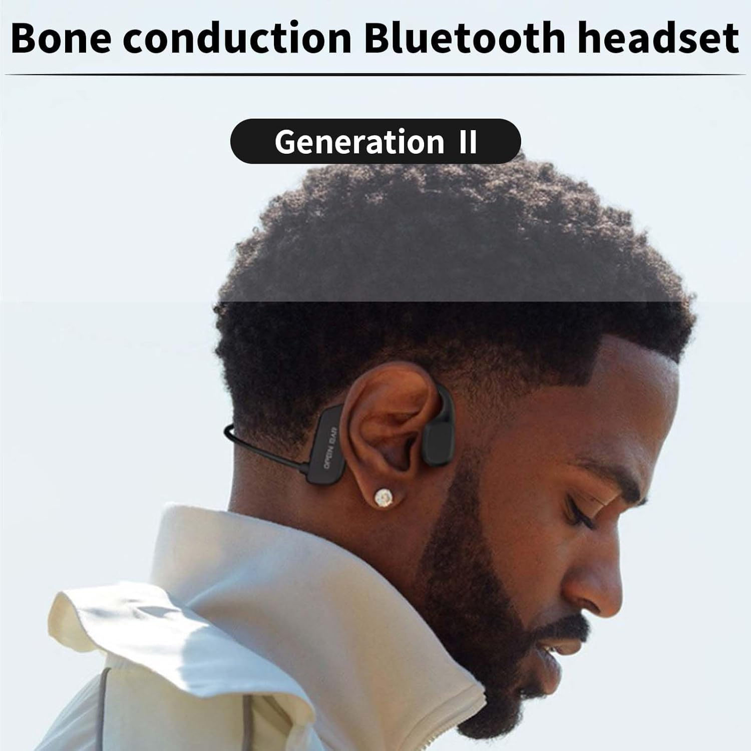 Wireless Headphones Bone Conduction Headphone Bluetooth Sports Headset ，Wireless Open-Ear Waterproof Headphones with Mic, 8Hrs Playtime for Running, Cycling, Gym, Driving, Hiking, Work(Bone X1，Black) image number 3