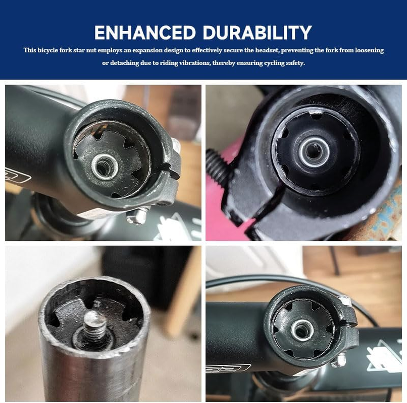 2 Pcs Bicycle Star Nut, 28.6Mm Bike Headset Fork Nut for 1-1/8 Inch Steering Tube, Aheadset Stem and Fork Maintenance image number 3