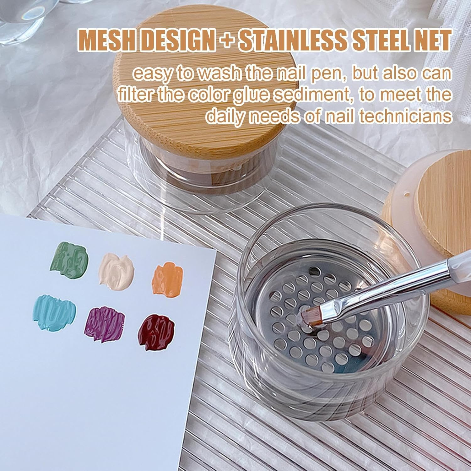 Nail Brush Cleaner Cup - Nail Brushes Washing Cup | Brush Cleaner Cup | Small Nail Washing Cup Holder with Lid | Storage Cup and Filter | Portable Nail Brush Cleaning Tool for Nail Salon image number 6