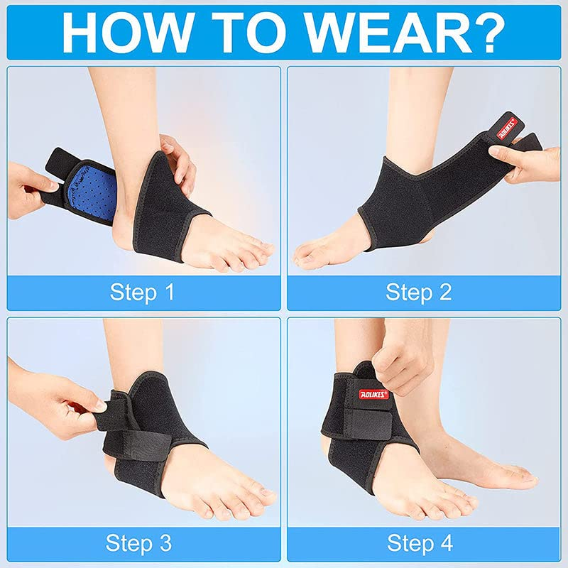 AIMALL 1 Pair Adjustable Kids Ankle Brace Wraps, Support Pads for Sports, Sizes S/M, Fits Shoe Sizes 12-3 (S) and 4-6 (M), Protective Sport Guard for Children - Black- Medium* 1 Pair image number 7