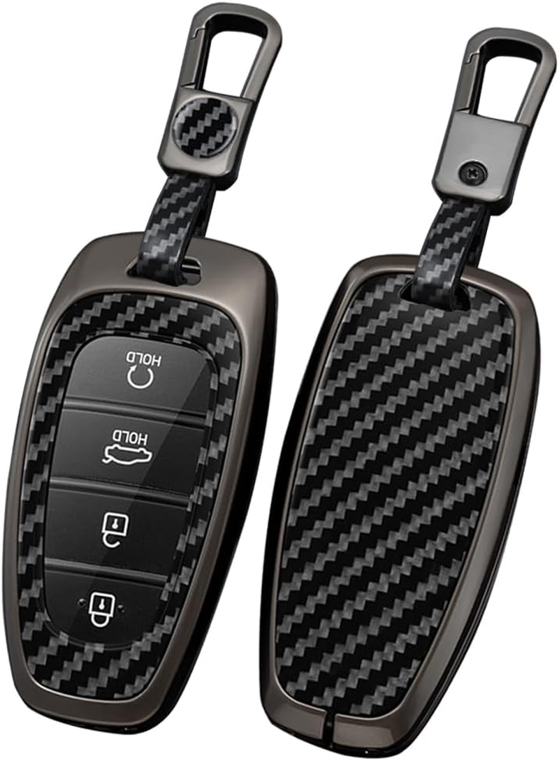 Ontto Alloy Car Key Fob Cover Fit for Hyundai Sonata Hybrid Nexo DN8 Tucson NX4 New Grand Santa Fe Atos Solaris Prime Smart Key Case Shell Holder Bag Keyring Keychain Accessories Black A