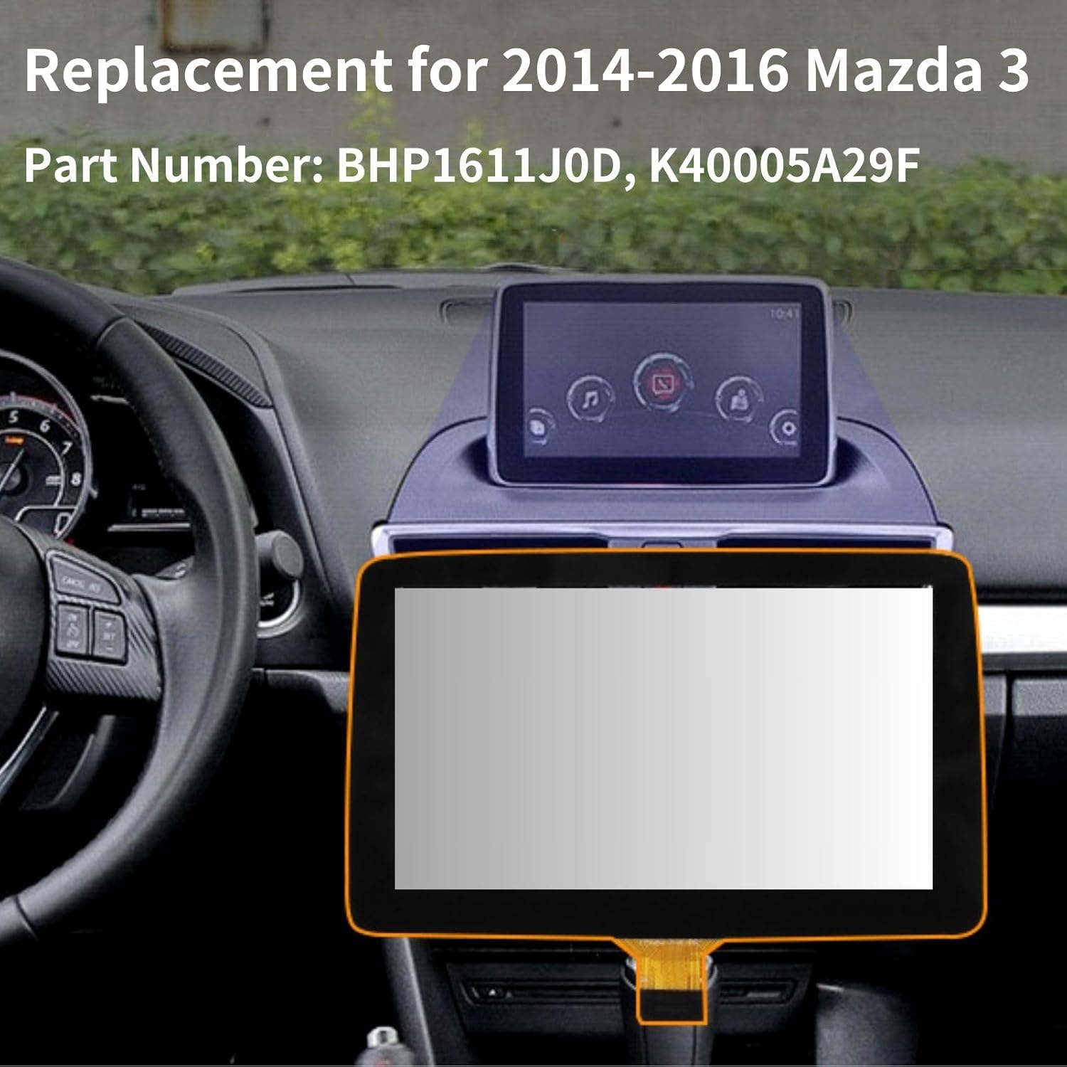 Kixfwpy 7" Touch Screen Digitizer Replacement for 2014 2015 2016 Mazda 3 2016 MX-5 CX-3 Infotainment Screen Replace Part Number BHP1611J0D & K40005A29F