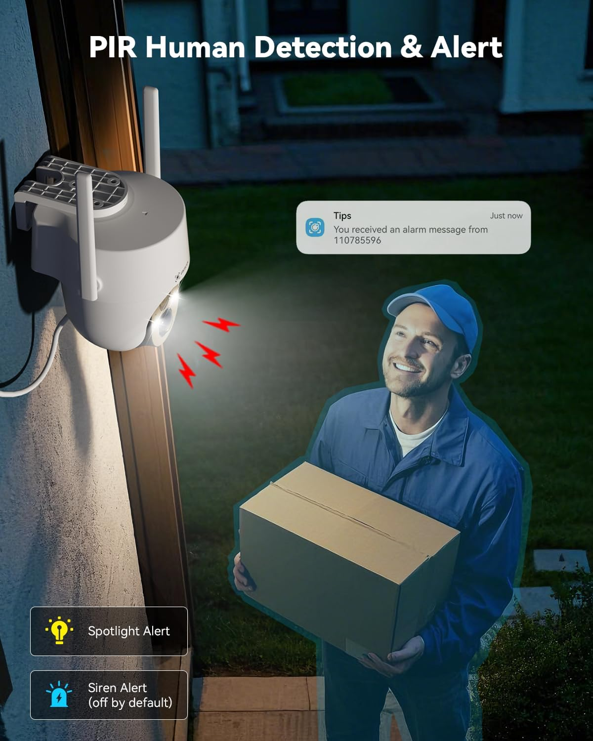 COCOCAM 4K 8MP Solar Security Camera Outdoor Wireless Wifi, with 6W Solar Panel,4K Color Night Vision,Ai Recognition,Pir Human Detection,355&deg; P 90&deg;T,Two-Way Audio,2.4Ghz Wifi,Cloud,Ip66 image number 6