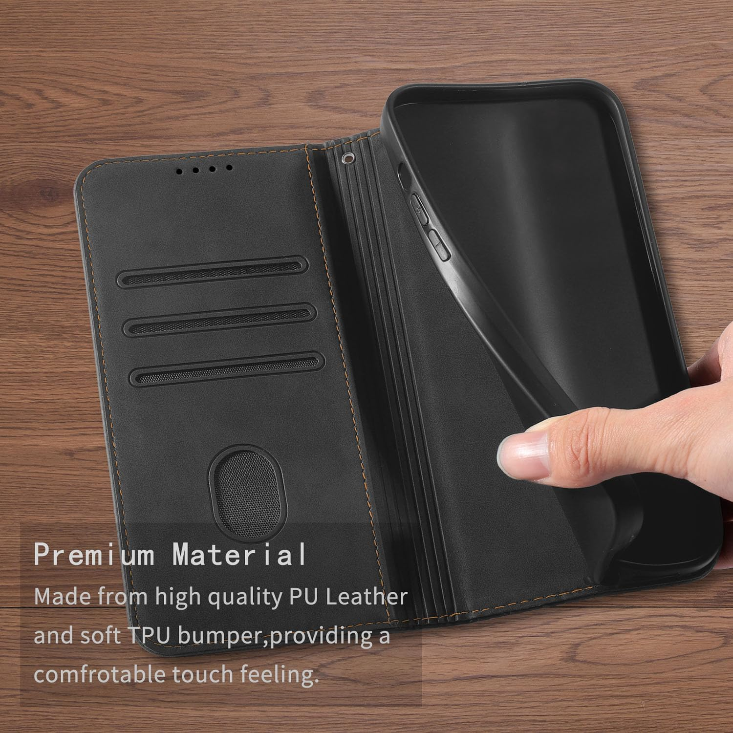 CXTCASE Case for Samsung Galaxy S25 FE, Shockproof PU Leather Flip Folio Cover with Card Slots, Magnetic Wallet Case for Samsung Galaxy S25 FE, Black - Purple image number 5