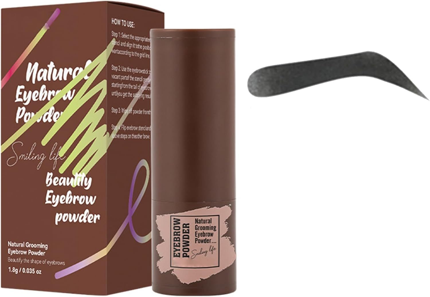 Yhong Eyebrow Stamp Kit for Women Waterproof Brow Stencil Powder Reusable 10 Shapes 2 Brushes Effortless Brows Natural Look Black One Size