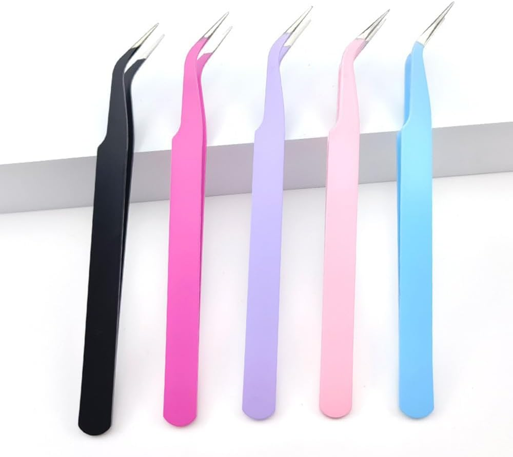 Jarlathy 5 Pcs Stainless Steel Curved Craft Tweezers, Multipurpose Curved Tip Craft Tweezers for Intricate Projects, Scrapbooking, Cardmaking, Stickers, Etc image number 1