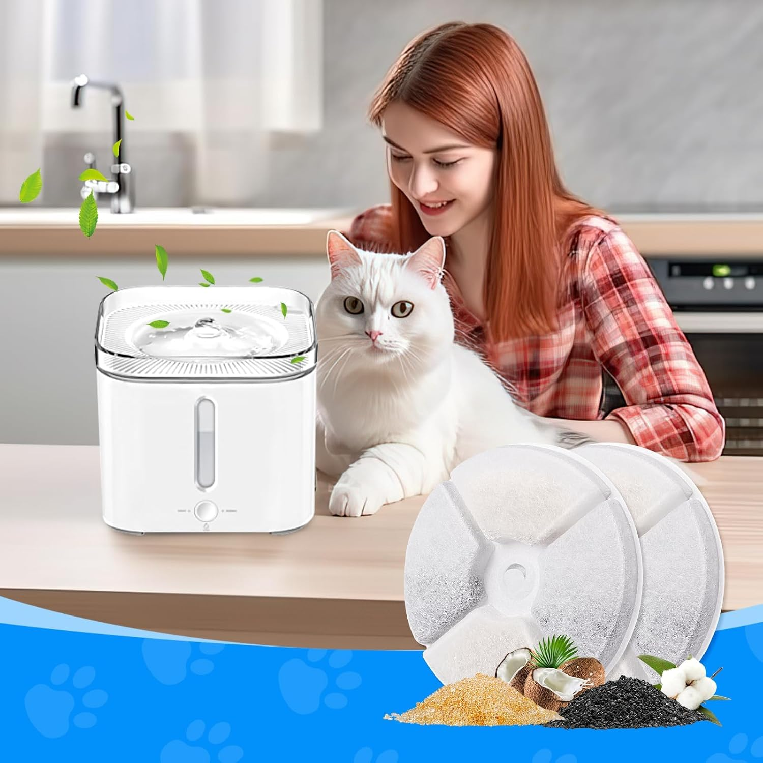 Cat Water Fountain Filter, Cat Fountain Filter Replacement, 6 Pack Water Fountain Filters for Petkit EVERSWEET Series Pet Water Fountain, MFB00122AU