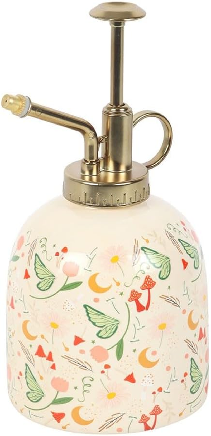Fairy Folklore Decorative Plant Mister, Ceramic Bottle with Gold Metallic Sprayer, Floral Moon Print Design, Indoor Plant Care image number 4