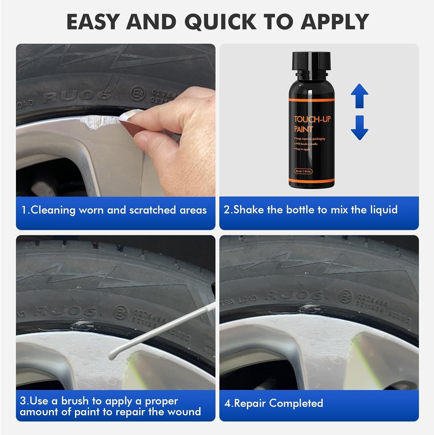 Armor Black Rim Touch up Paint for Tesla Model Y 20'' Induction Wheels, Rim Repair Kit Curb Rash for Fix Rims Scratches, Chips, Curb Rashes and Surface Damage - Gunpowder image number 5