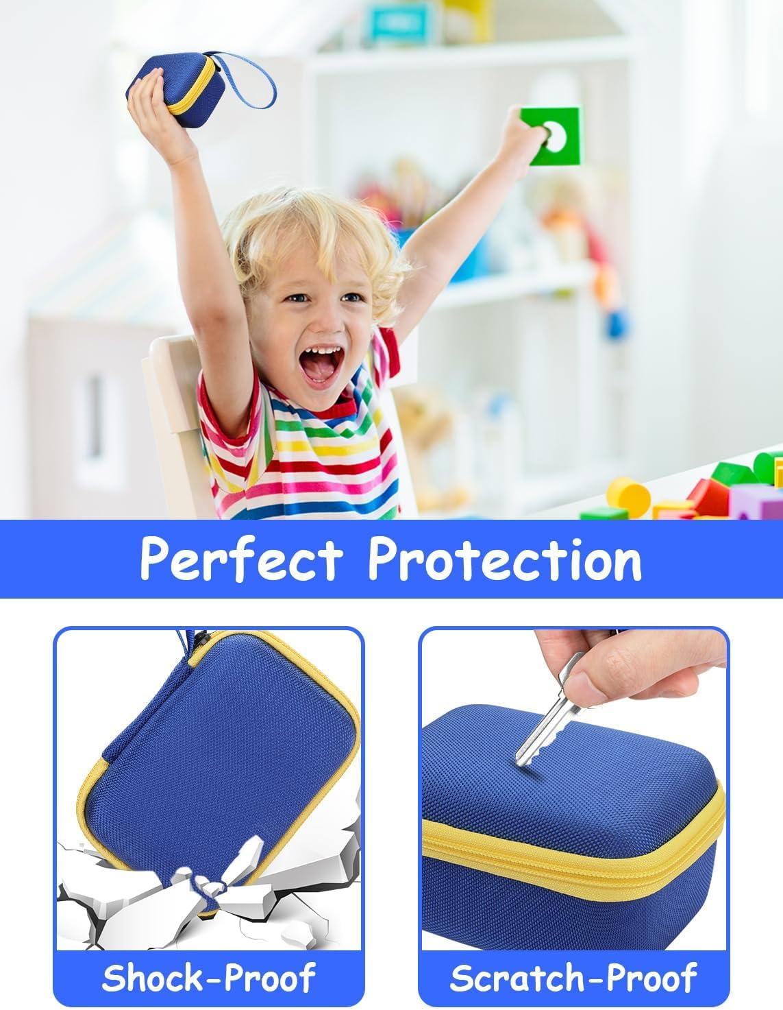Hard Travel Case Compatible with Yoto Mini 2024 Edition, Kids Audio & Music Player, Portable Holder Bag for Children&rsquo;S Speaker Plays Audiobook Cards Blue Yellow image number 5