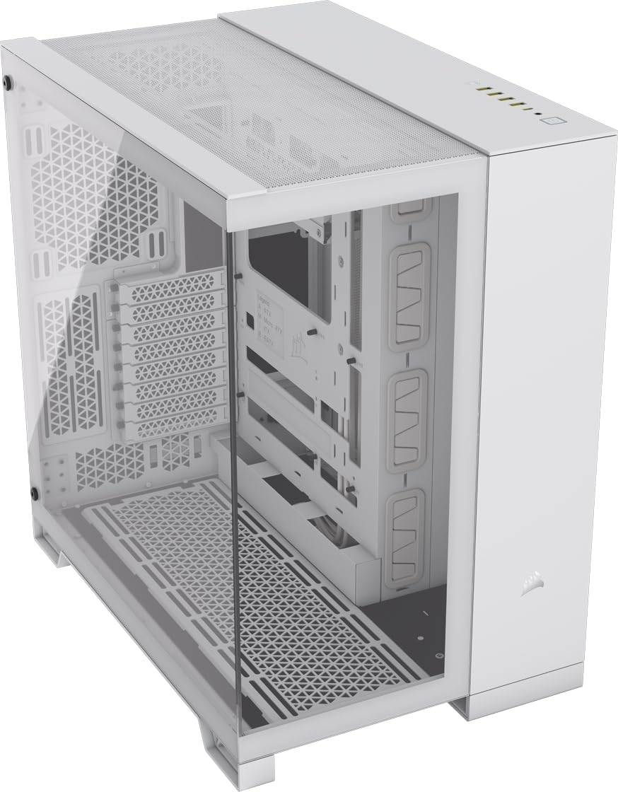 CORSAIR 6500X Mid-Tower ATX Dual Chamber PC Case &ndash; Panoramic Tempered Glass &ndash; Reverse Connection Motherboard Compatible &ndash; No Fans Included &ndash; White image number 7