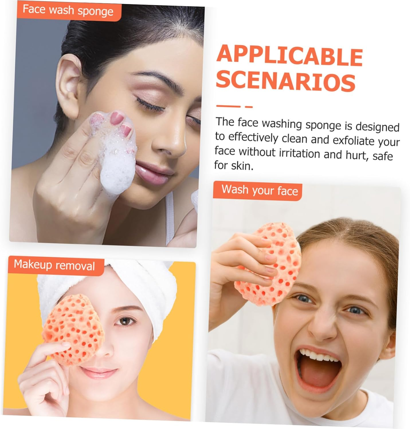 Exfoliating Face Sponge Facial Cleansing Sponge 3Pcs for Gentle Face Scrub Suitable for Daily Shower Use image number 5