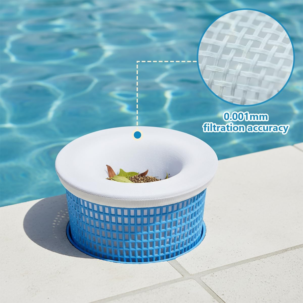 30 Pack Reusable Pool Skimmer Socks - Ultra Fine Mesh Pool Filter Socks for Leaves, Hair, Grass & Sand, Fits Most Skimmer Baskets for Pool and Spa (White) (30-Pack) image number 6