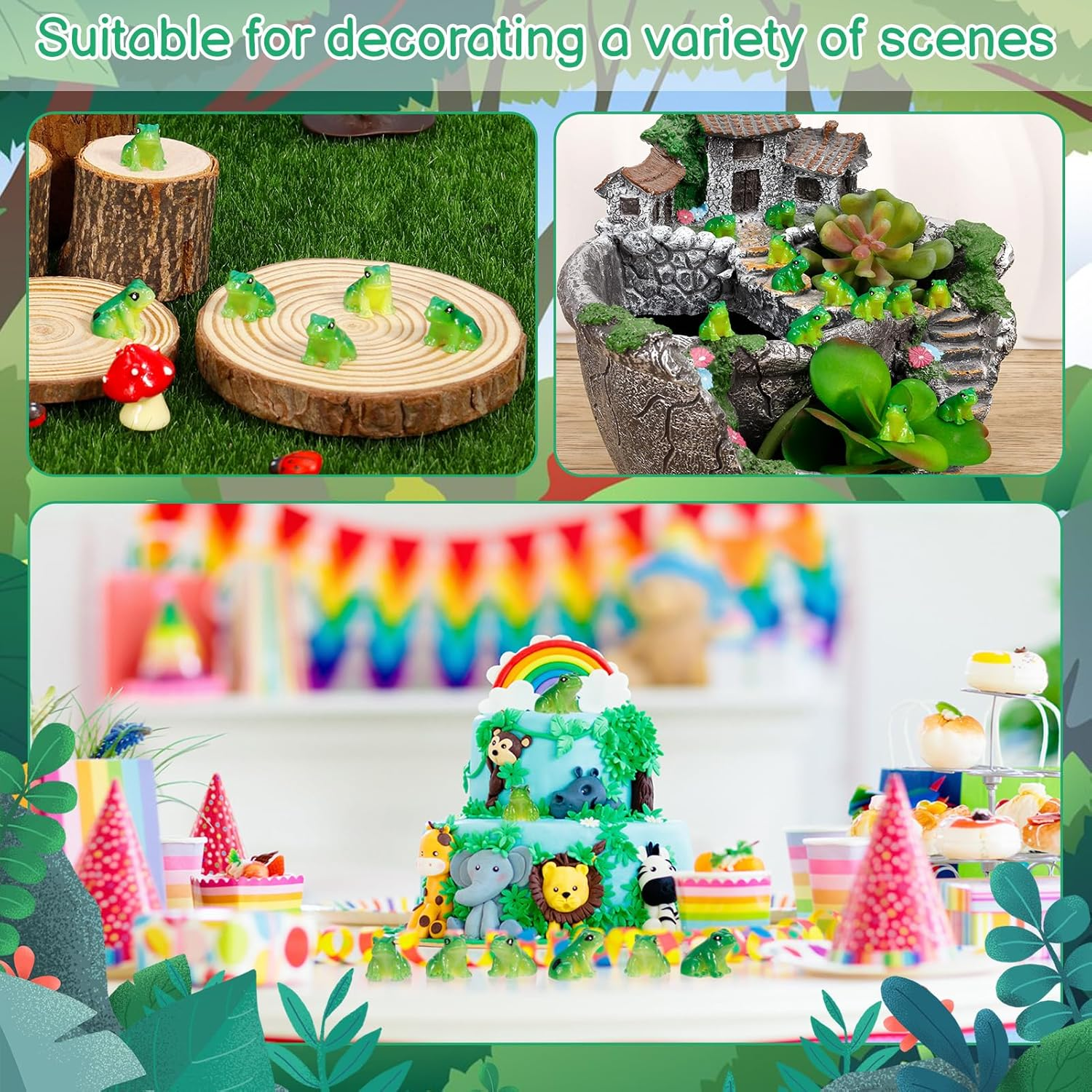GGSTDDUP 100 Pcs Mini Resin Frogs, Cute Green Frog Tiny Frogs Mini Frogs Figurines Miniature Frogs Animals Figurines Ornament for DIY Crafts Landscape Aquarium Dollhouse Fairy Garden Decor Potted image number 6