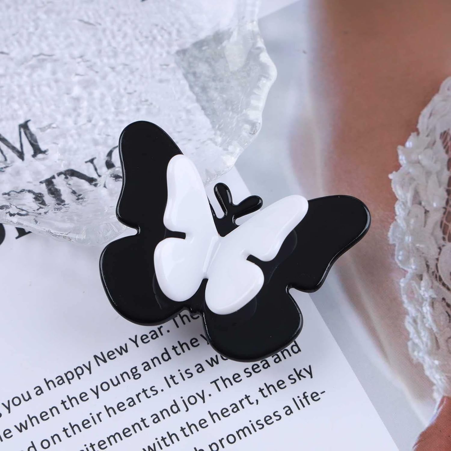 Yheakne Vintage Black Butterfly Hair Clip 3D Butterfly Hair Clip Clip Black Side Clip Barrette Elegant Headpiece Decorative Hair Accessories for Women and Girls image number 6