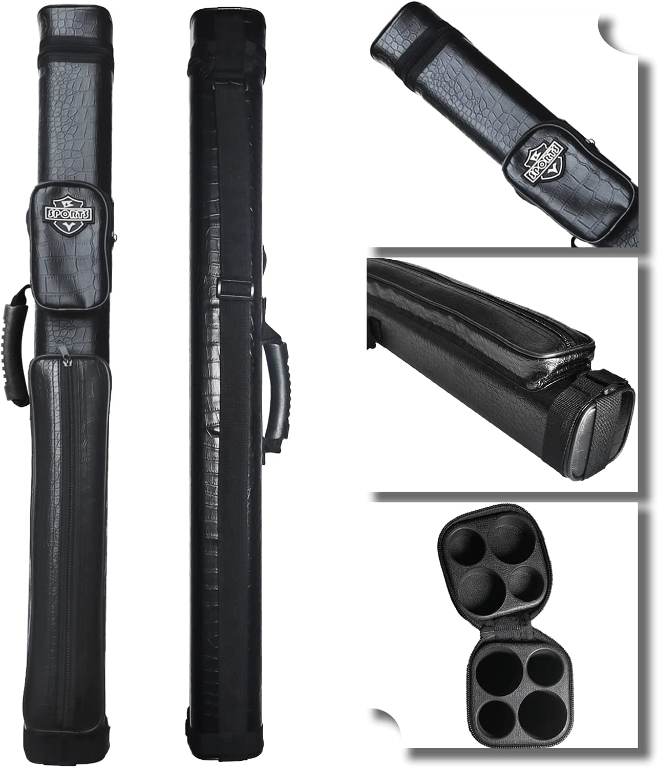 BY SPORTS 2X2 Hard Cue Case Square Pool Cue Billiard Stick Carrying Case - A02-Black image number 4