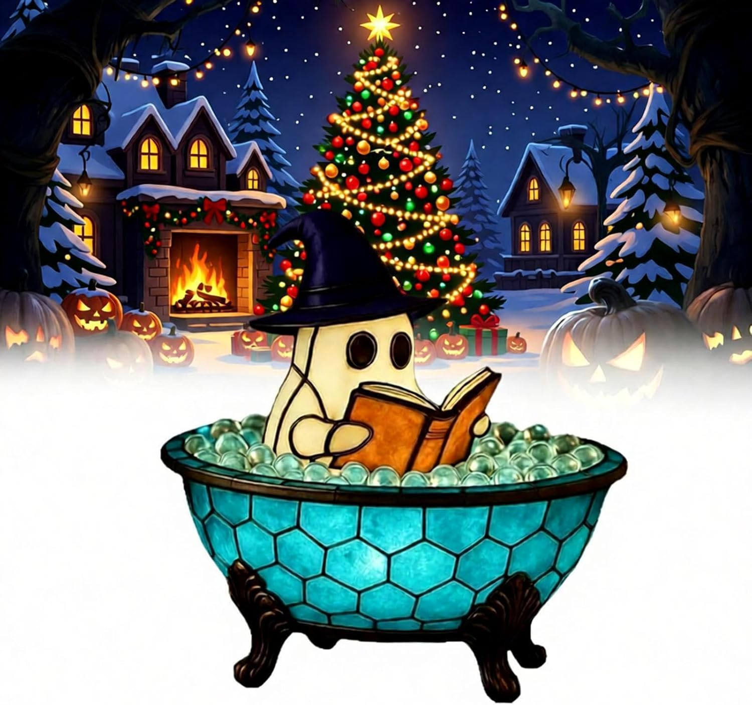 Cute Ghost Reading Book Lamp, Perfect Festive Night Light for Summer Christmas Gatherings, Upgrade 3D Led Reading Books Nightlight Desk Decor Funny Gifts for Family(1Pc) image number 1