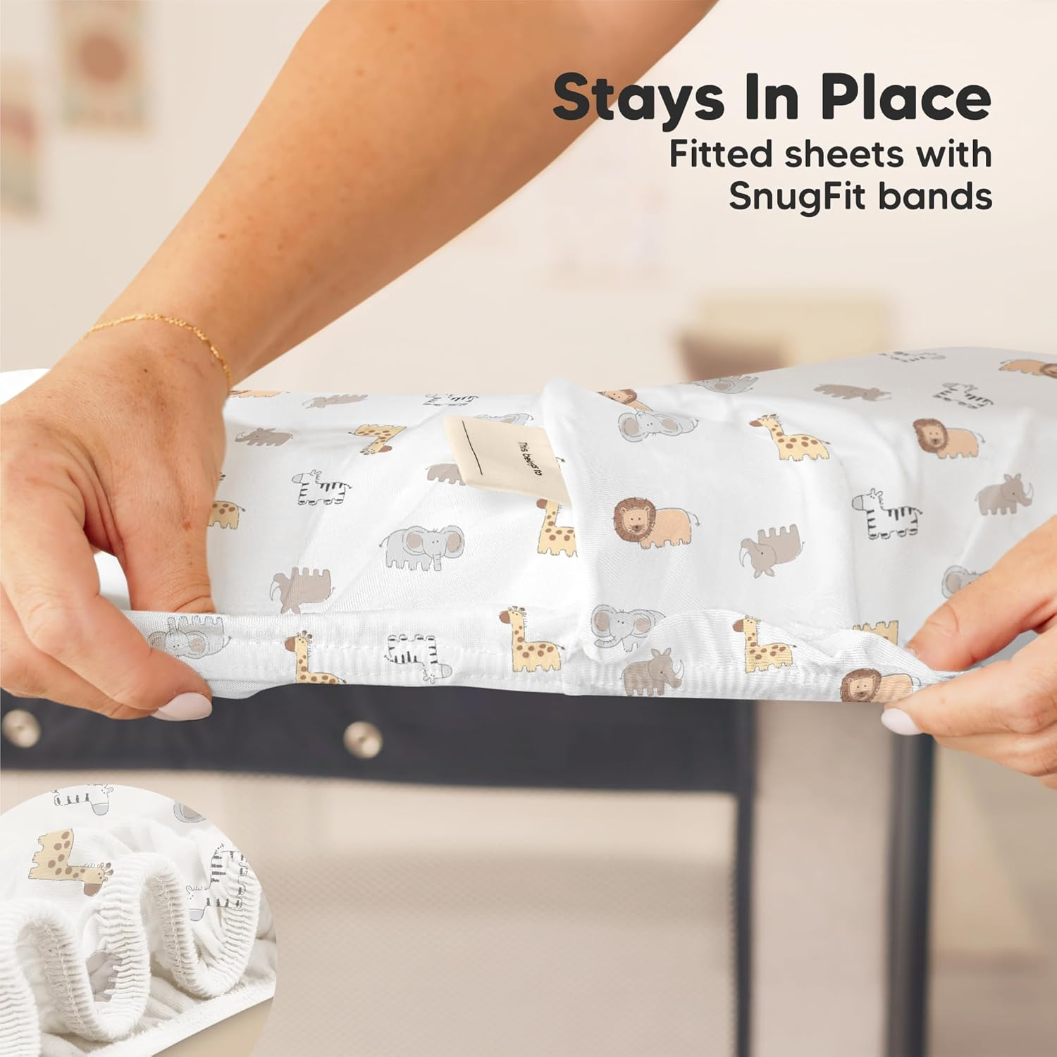 2-Pack Isla [Protect+] Waterproof Mini Crib Sheets (Latte) image number 1