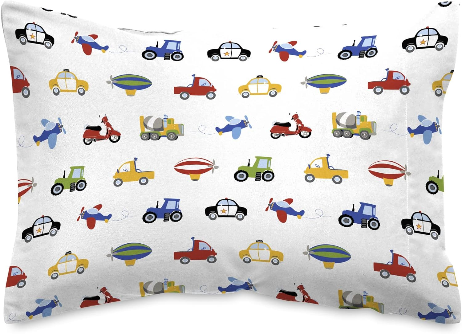 Dream FACTORY Kids Sheet Set Lightweight Microfiber Bed Sheets Super Soft Easy Wash Cozy Bedding 10&rdquo; Pocket - Twin, Blue Trucks Tractors Cars image number 4