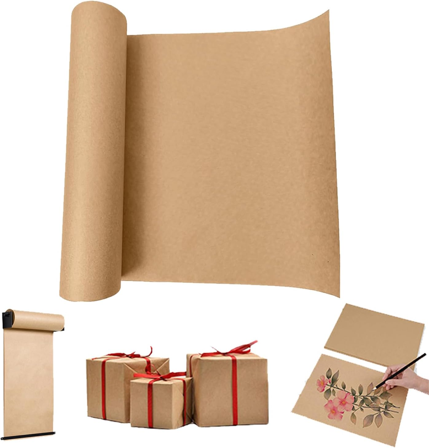 Xinghonyac Brown Wrapping Paper, Brown Kraft Paper Roll, Kraft Gift Wrapping Paper for Bouquets, Arts & Crafts, Tablecloths, Posters, Packaging,Transportation, Moving (30Cm X 10M)