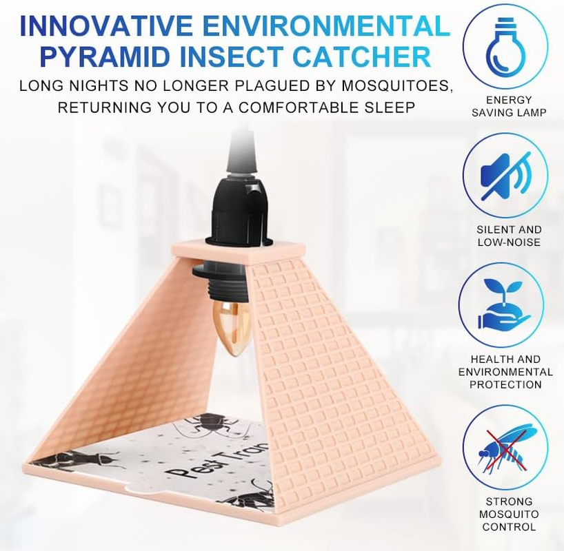 2PCS Indoor Plug-In Insect Trap, Multi-Functional Night Light, Indoor Mosquito and Fly Trap, Suitable for Bedrooms, Living Rooms, Dormitories, Etc. (Pyramid-Shaped) image number 3