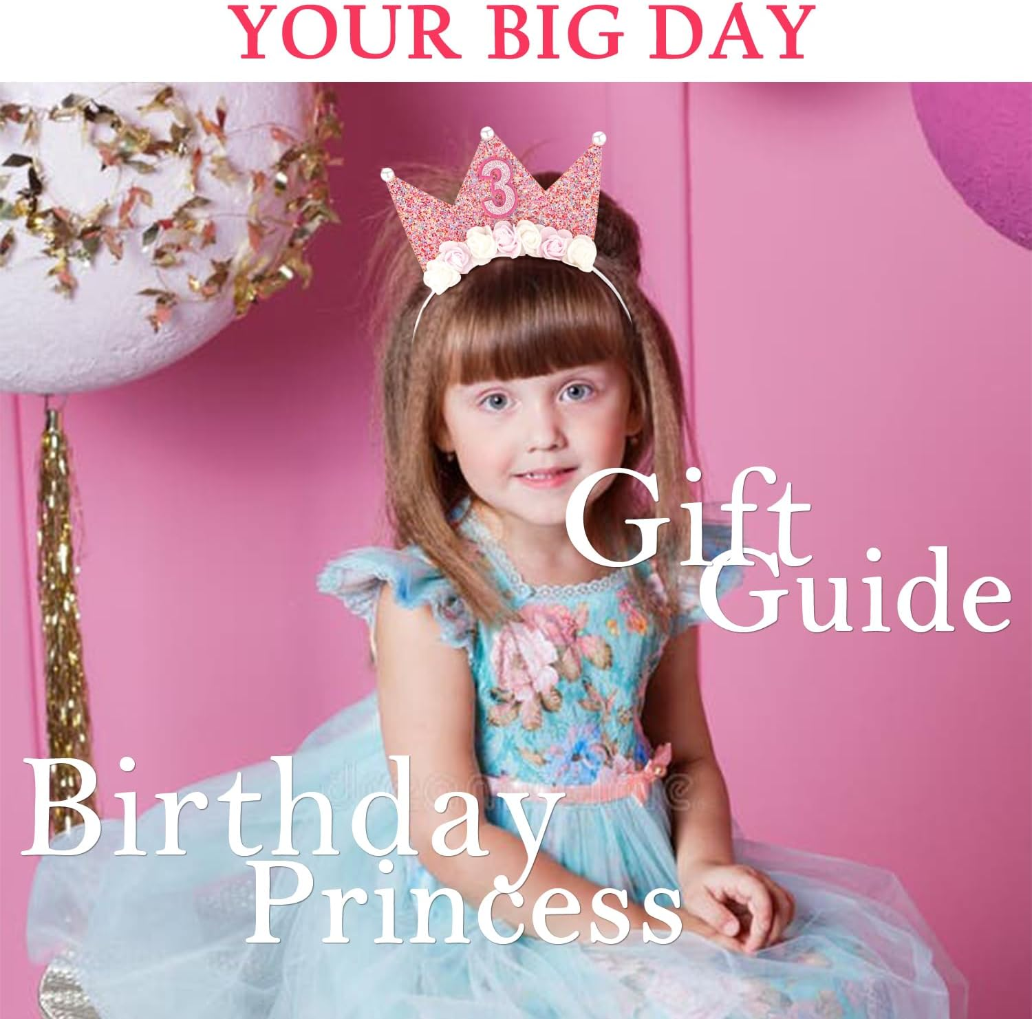 Supoo Birthday Headbands for Girls Princess Tiara Birthday Crown and Tiara for Girls - 4Th Headband image number 5