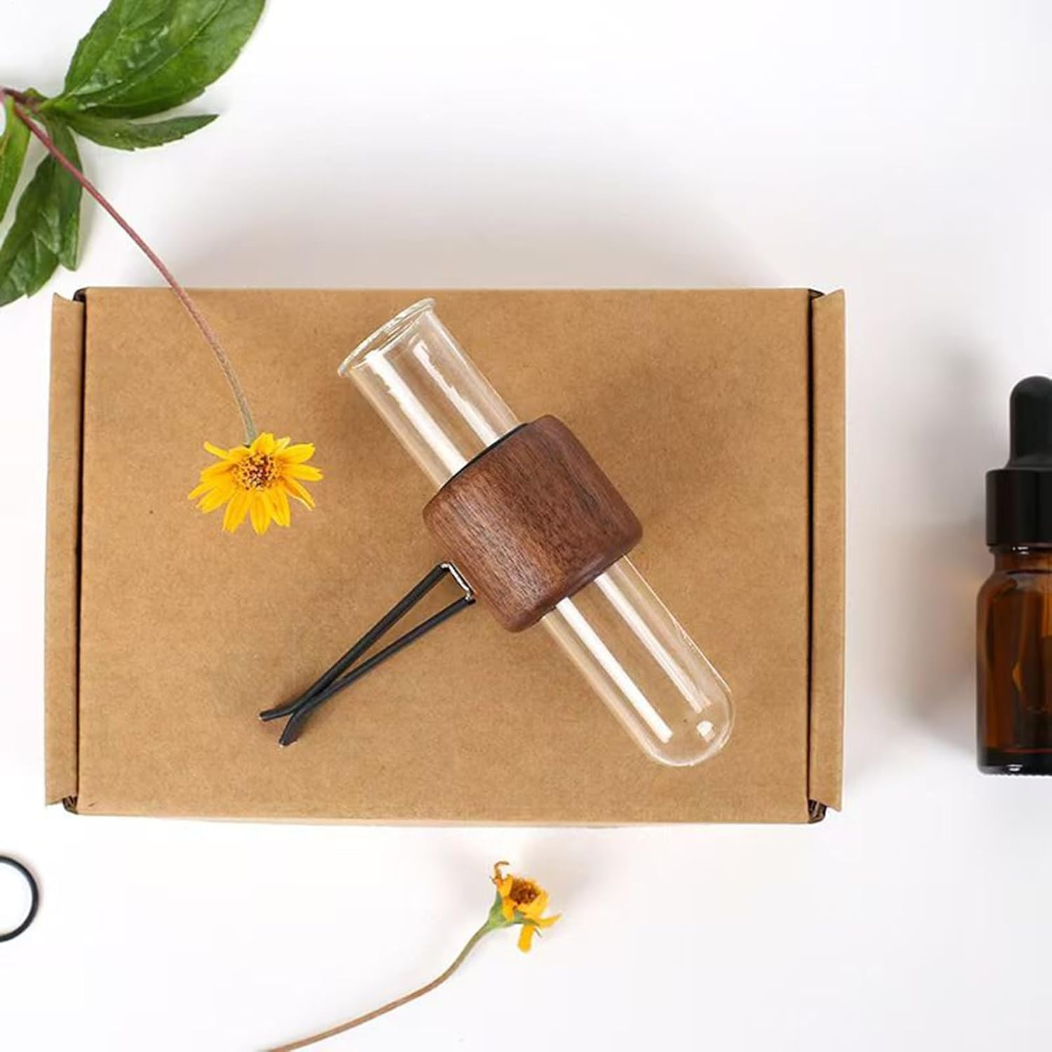 Car Flower Vase,Automotive Flower Vase Holder Car Vent Decoration - Adjustable Holder Long-Lasting Wood Freshener Plant Decor for Interior Family Friends image number 1