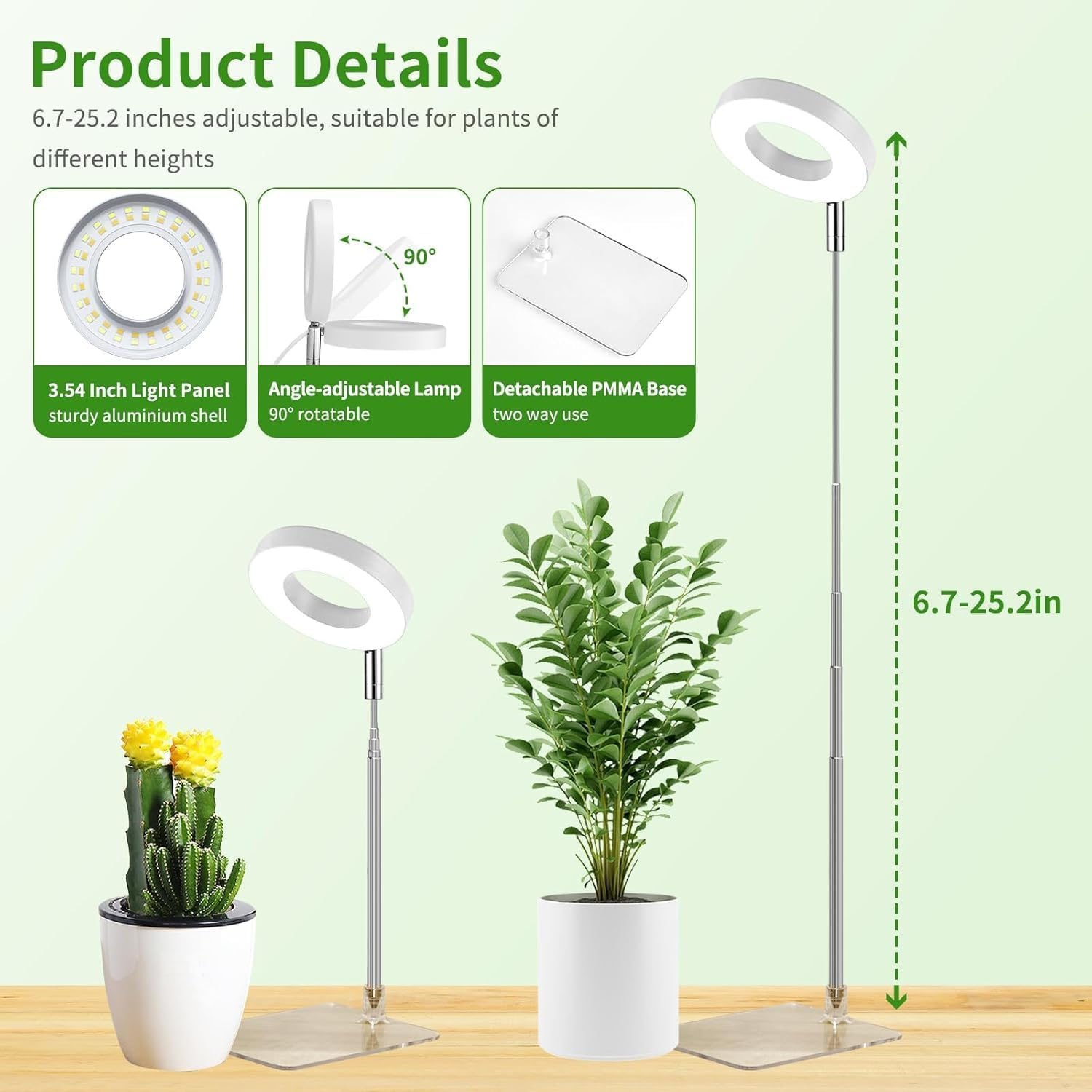Plant Grow Light, LED Growing Light for Indoor Plants, 2 Head 48 LED Adjustable Height Growing Lamp with Timer, 3 Dimmable Brightness Levels, Low Safe Voltage, Perfect for Small Plants (White) image number 1