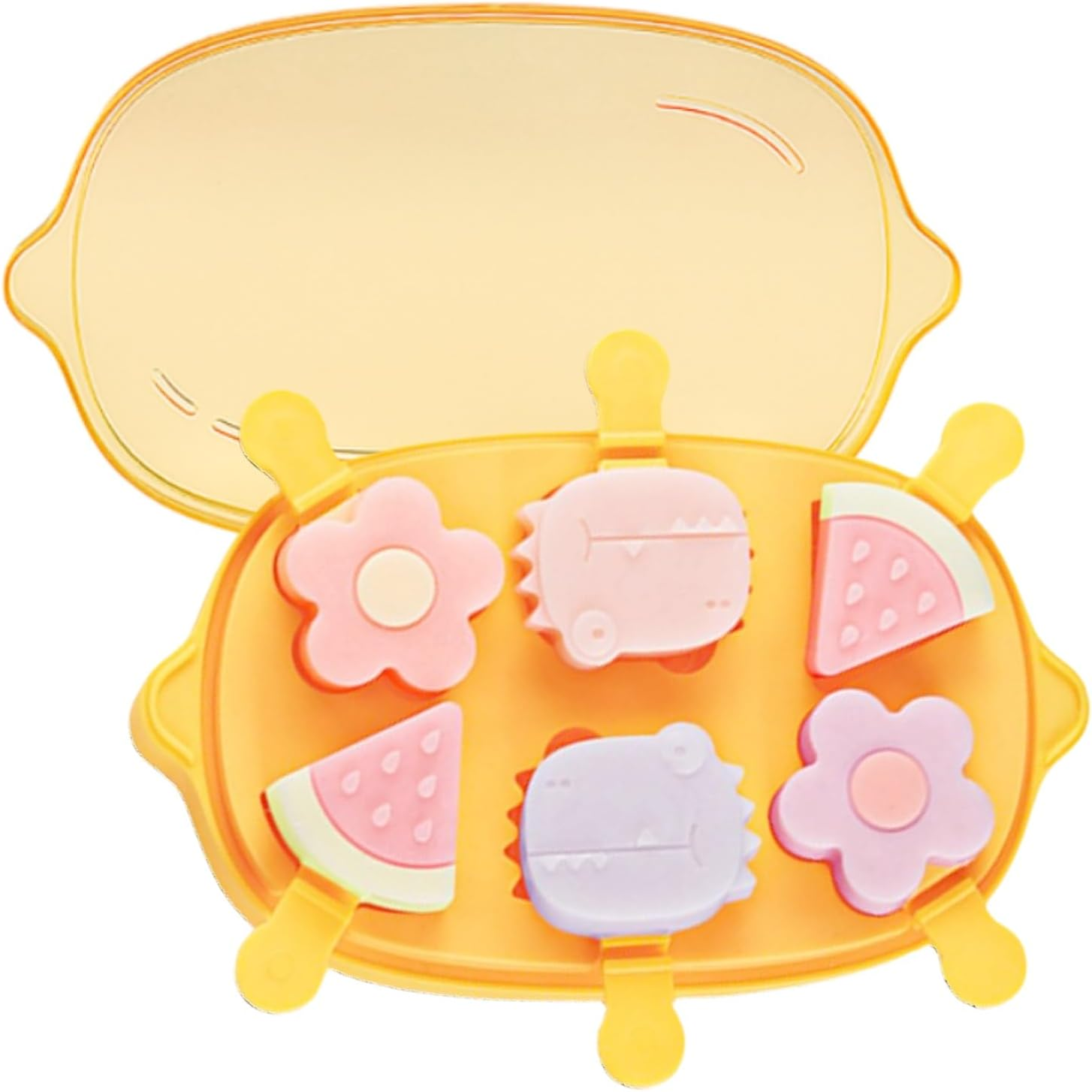 Silicone Popsicle Molds, Cute Cartoon Animal Flower Friut Bunny Molds, Mini Size Reusable Cake Pop Mold Set with Lid and Stick, Easy Release BPA Free (Green-Crocodile(8 Pieces))