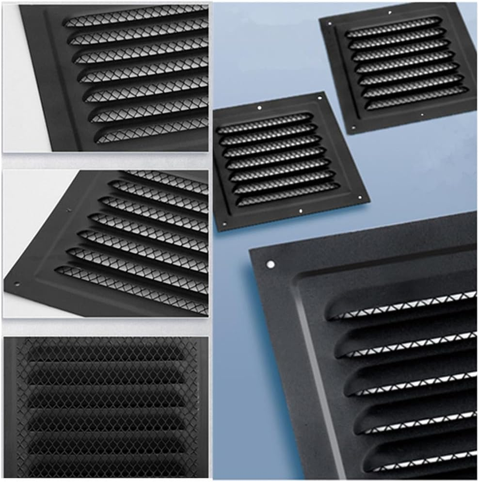 Square Ventilation Grille,Granmagazz Black Vent Cover, Black Metal Square Ventilation Grille Stainless Steel Air Vent Cover for Efficient Home Ventilation 30&times;30CM image number 3