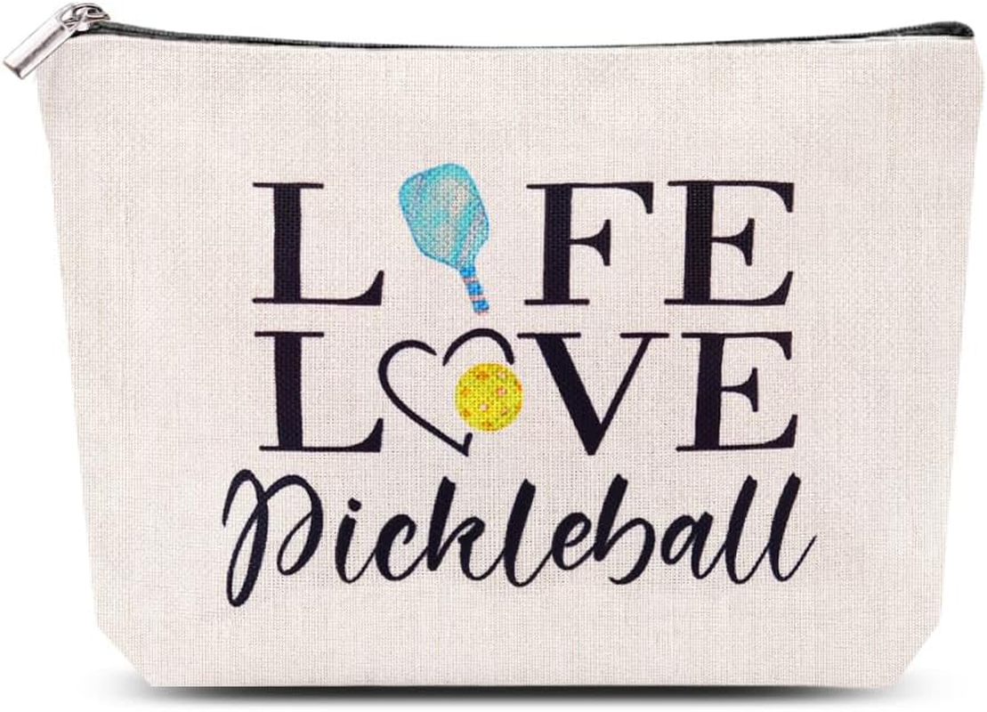 Pickleball Gifts for Women Her Pink Peace Lover Pickleball Lover Cosmetic Bag Gifts for Team Birthday Christmas Zipper Pickle-Balls Cosmetic Toiletry Pouch Purse Travel Pickle-Balls Stuff image number 4