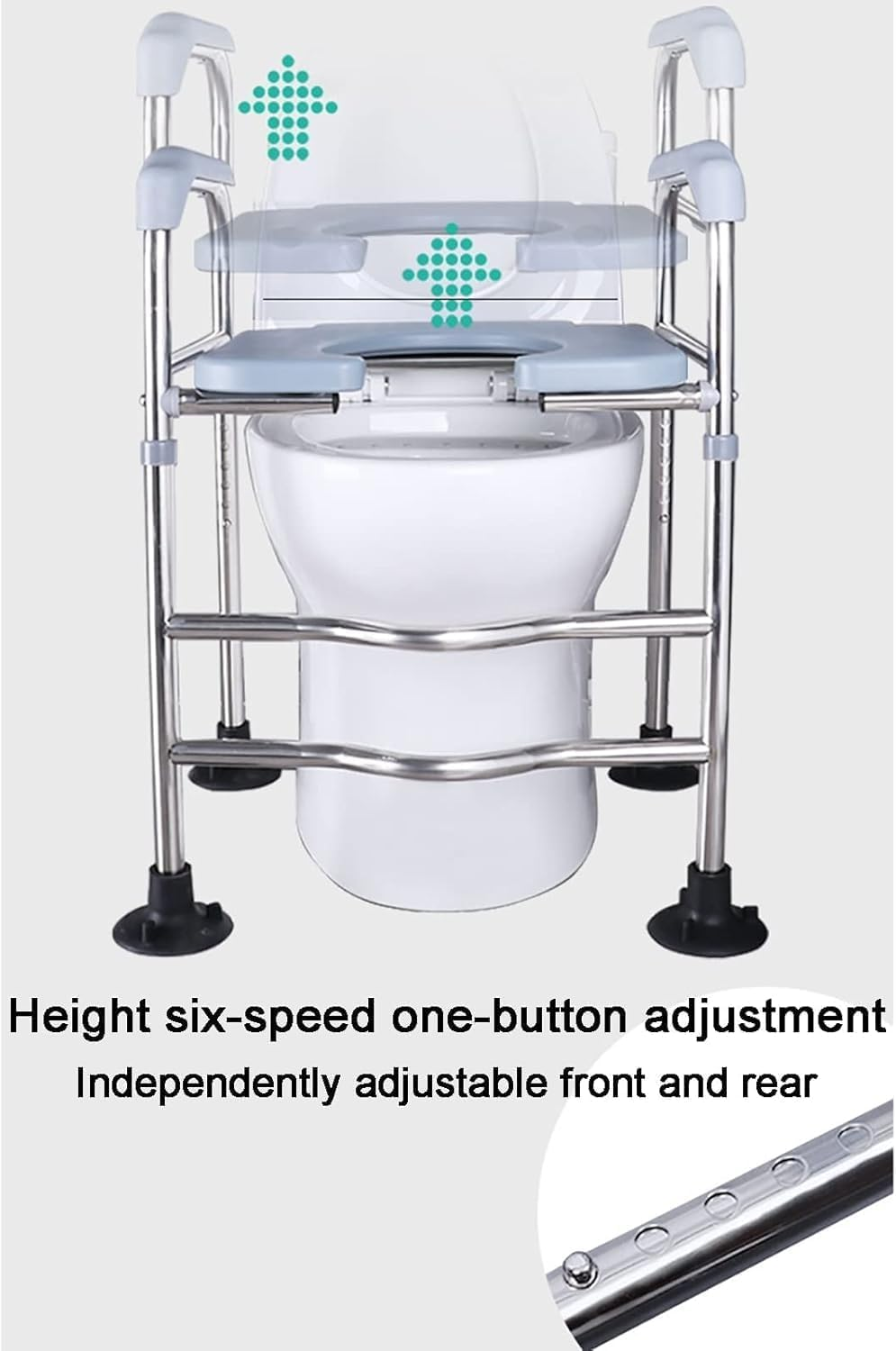 Toilet Seat with Handles, Raised Toilet Seat Riser over Toilet Chair with Adjustable Height, Bathroom Safety Assist Frame for Seniors, Post-Op, Disabled, Fit Any Toilet, Maximum 300KG image number 6