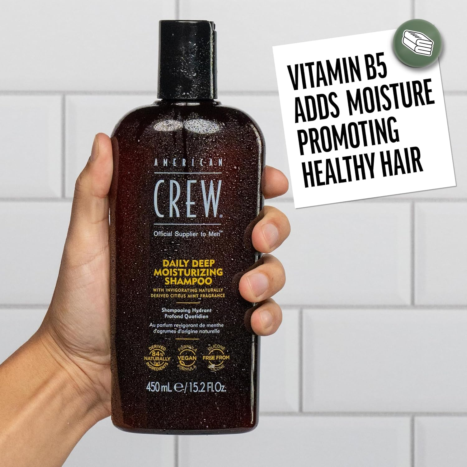 American Crew Men Daily Deep Moisturizing Shampoo (For Normal to Dry Hair) 450Ml image number 2