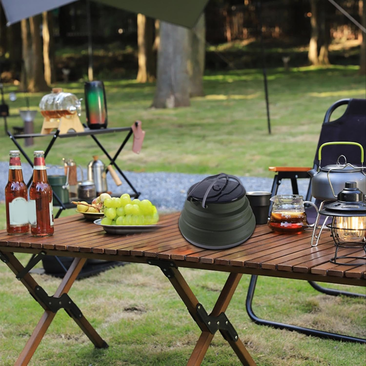 Camping Kettle | Foldable Camping Pot | 1.5L Large Capacity Boiling Water Kitchen Gadget for Traveling Hiking Backpacking Outdoor