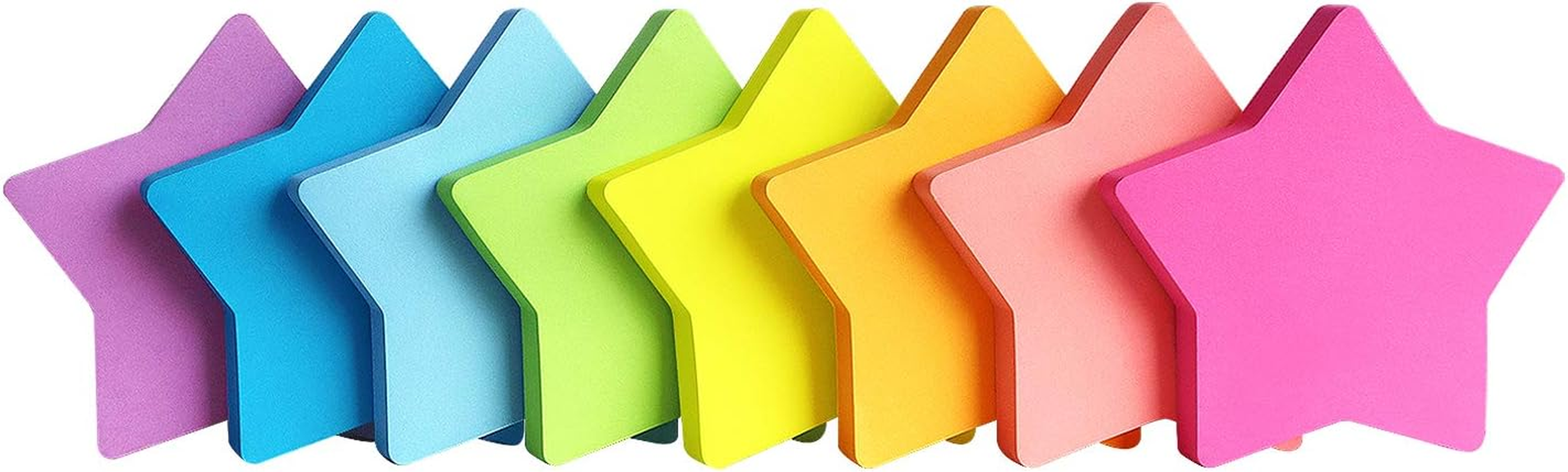 Star Shape Sticky Notes 8 Color Bright Colorful Sticky Pad 75 Sheets/Pad Self-Sticky Note Pads (8 Pads) image number 5