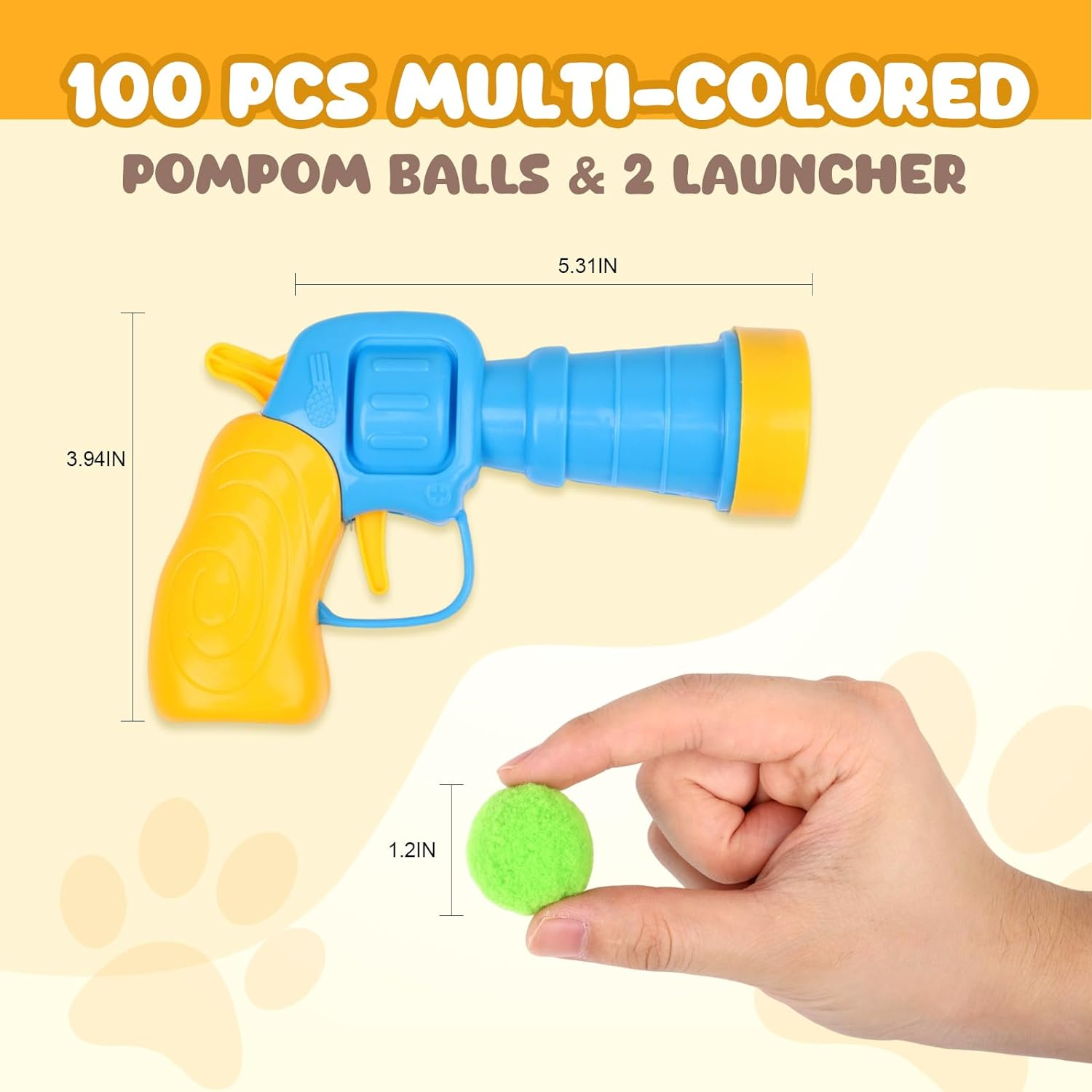 50Pcs Cat Toys Pom Pom Balls with 1 Launcher Set, Interactive Cat Toy Stuff for Indoor Both Adult & Kitten Toys image number 6