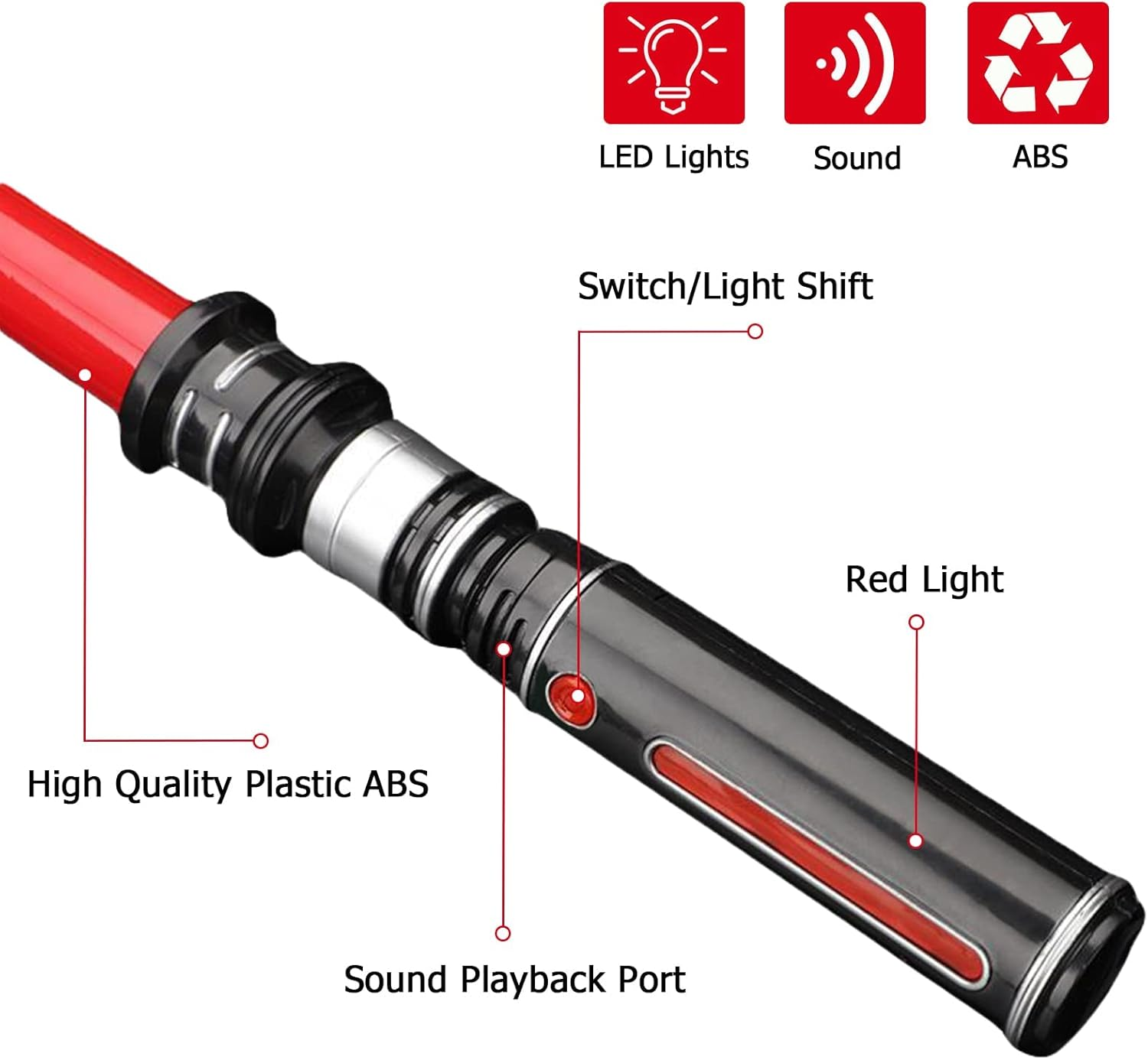 Lightup Saber for Kids LED FX Light Swords, Expandable Lightup Sabers with Sound and Glowing Handle, Light up Sword for Kids, Christmas Parties Costume, Galaxy War Fighters