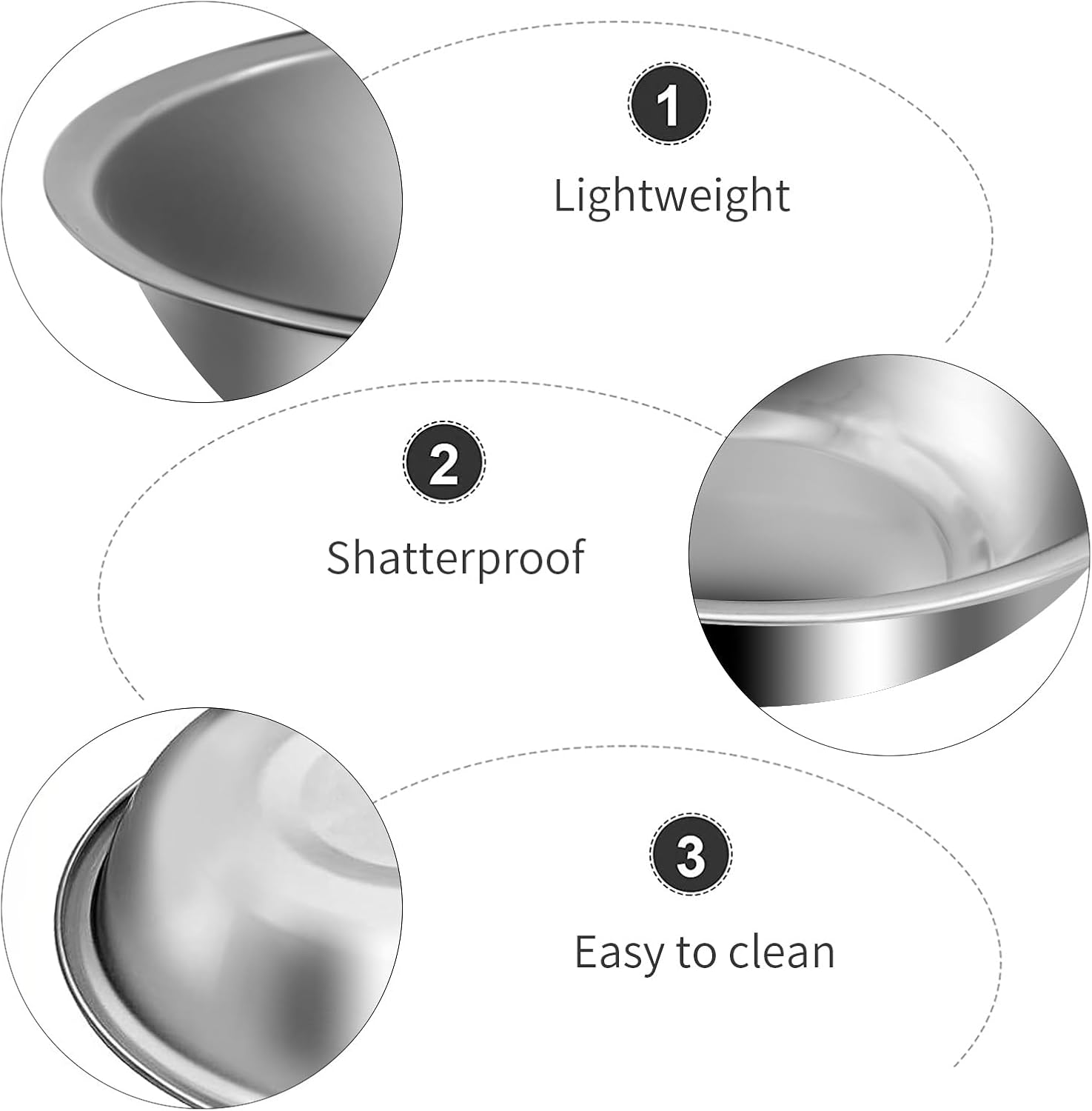 10Pcs Small Stainless Steel Bowls, 6 1/2" Wide Kitchen Metal Bowl with Flat Base, 3/4" Quart Prep Bowls for Meal Prep Cooking Serving Baking image number 6