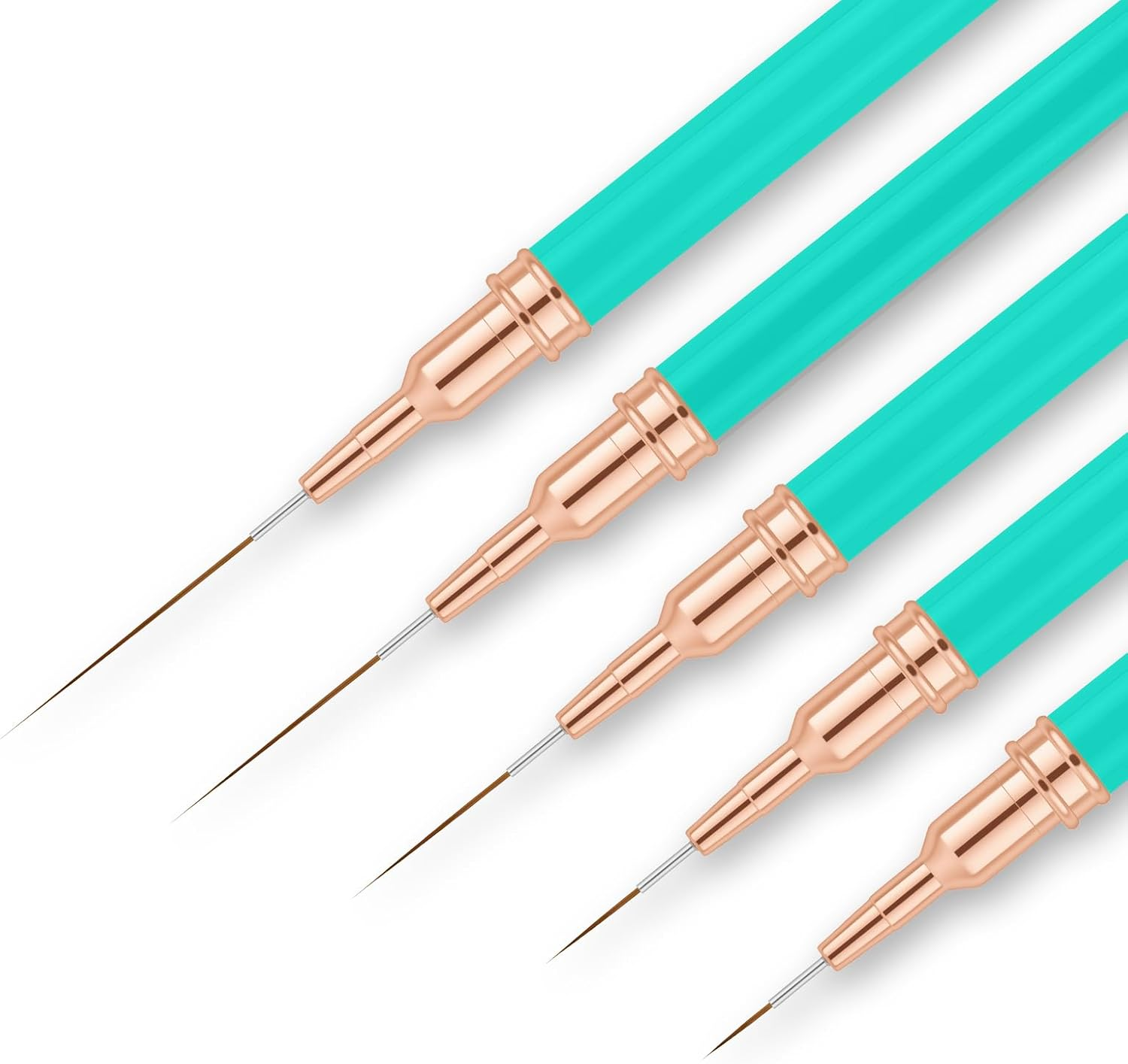 AYBUY Nail Brush Set, 5 Pieces Fineliner Brushes for Nails, Nail Art Brush, Nail Design Nail Art Brush Set for Long Lines, Thin Details, Fine Drawing Sizes 7/9/11/15/25 Mm (Dark Blue) image number 5