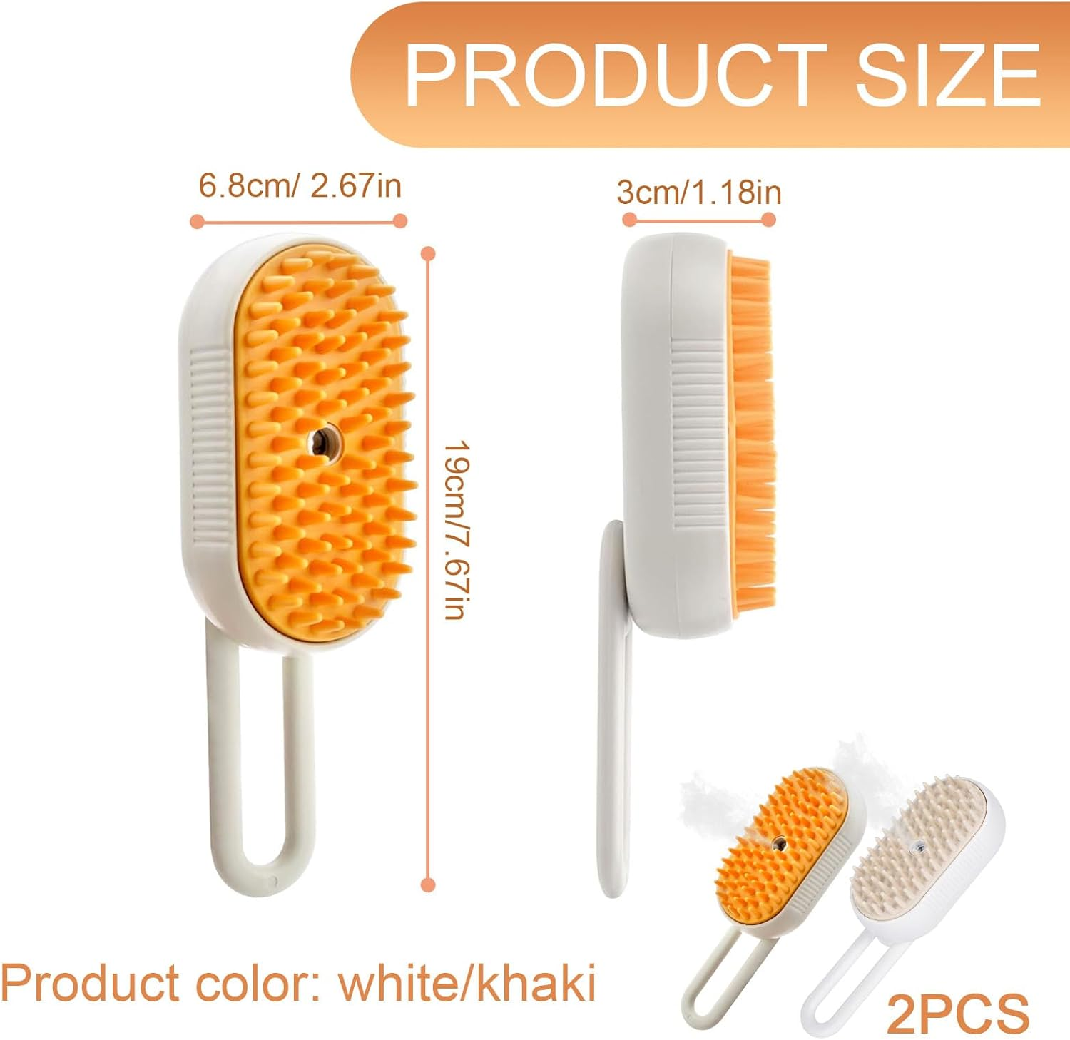 Pack of 2 Cat Brushes with Steam, 3-In-1 Steam Brush Cat, Steam Cat Cleaning Brush, Multifunctional Dog Steam Brush, Self Cleaning Steamy Cat Brush, for Cats and Dogs for Hair Removal image number 1